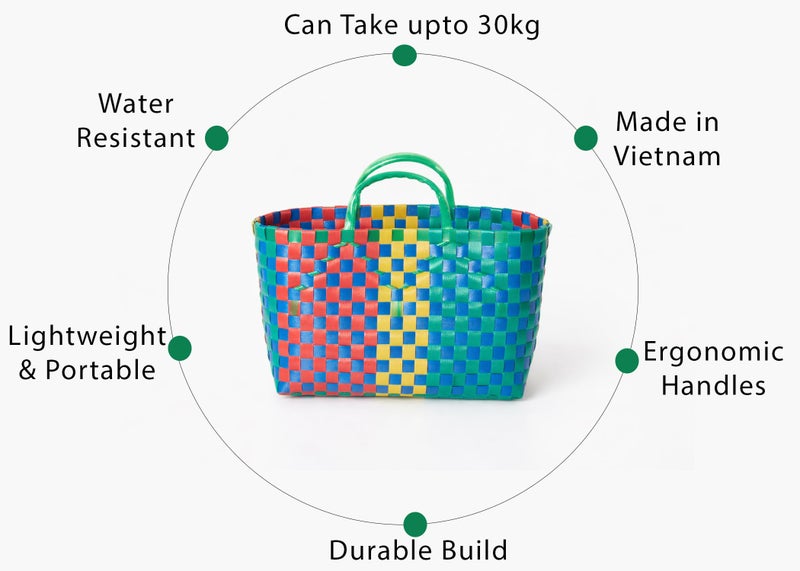 The Quirk Box Premium Multipurpose Organizer Tiffin Basket Carry Bag, Storage & Picnic Basket, Lunch Bag, Gift Hamper, Handbag for Lunch Box, Water Bottle, Kids Storage - 13 litres (Green - Small) - Image 4