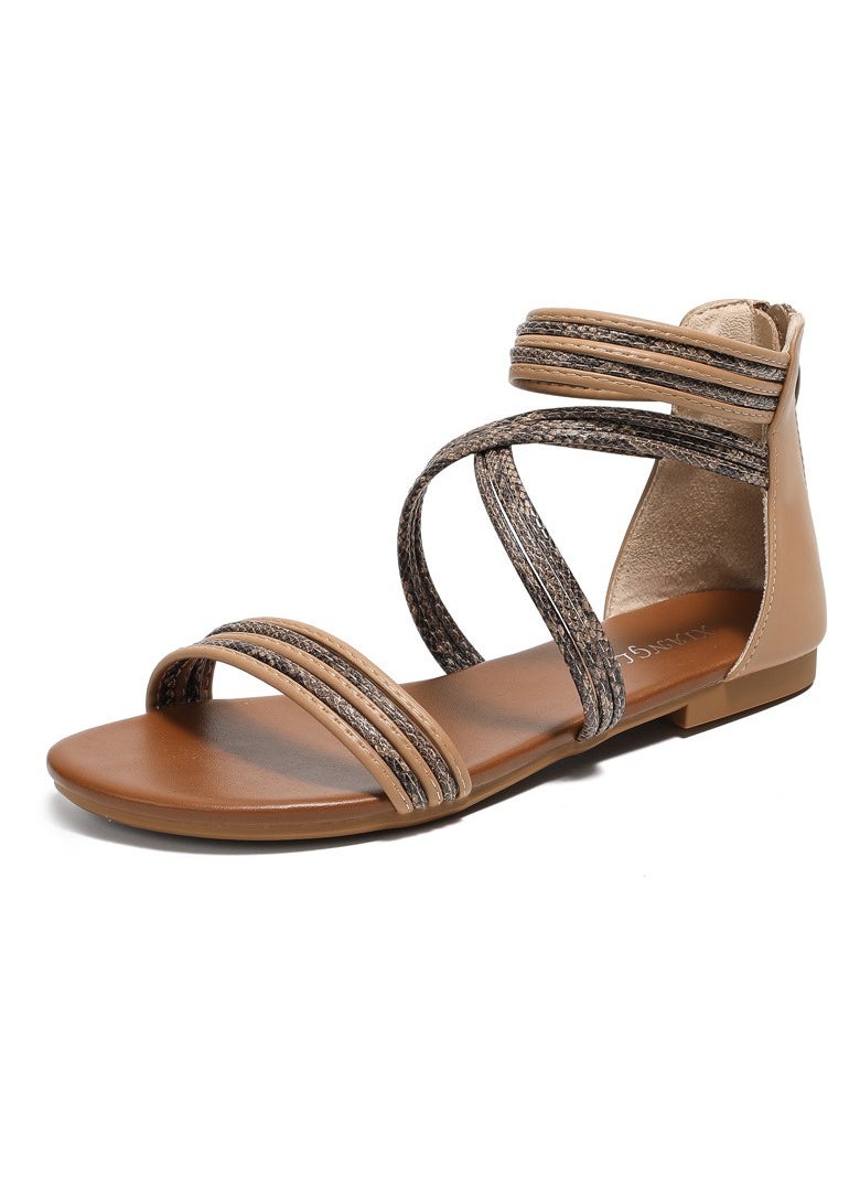 SIKETU Women's Summer New Soft Soled Flat Bottomed Beach Shoes Roman Sandals  - Image 1