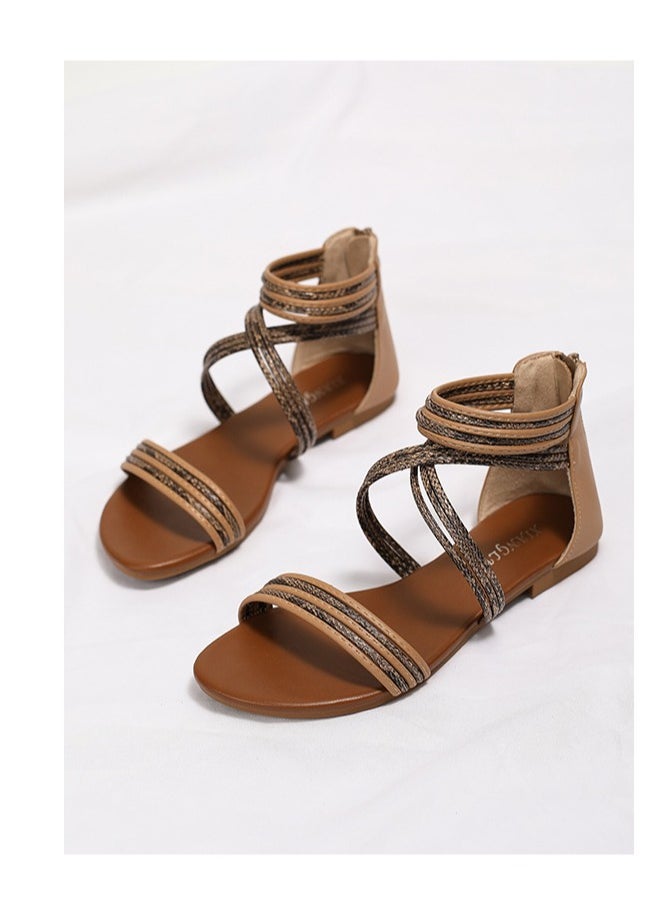 SIKETU Women's Summer New Soft Soled Flat Bottomed Beach Shoes Roman Sandals  - Image 2