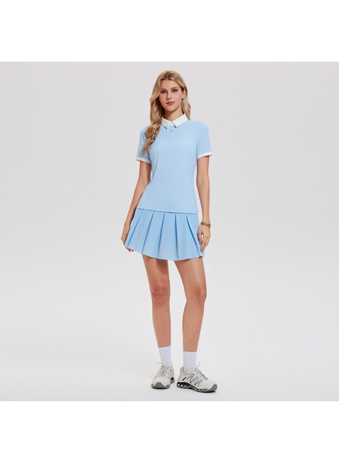 Women's European And American Tennis Polo Shirt Short Sleeve Breathable Yoga Set Anti-exposure Mini Skirt Golf Sports T-shirt