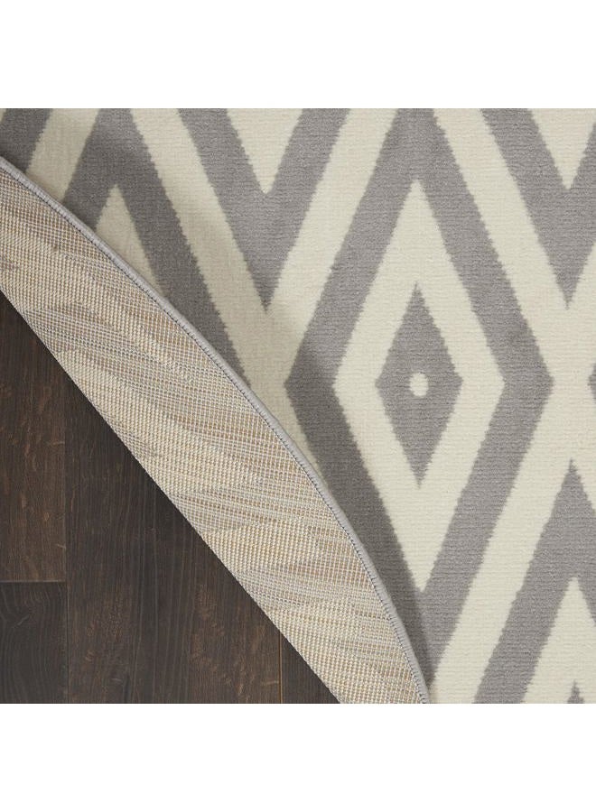 Nourison Grafix White/Grey Area Rug (5'3"xRound - Image 4