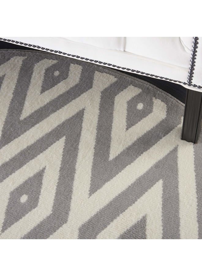 Nourison Grafix White/Grey Area Rug (5'3"xRound - Image 2