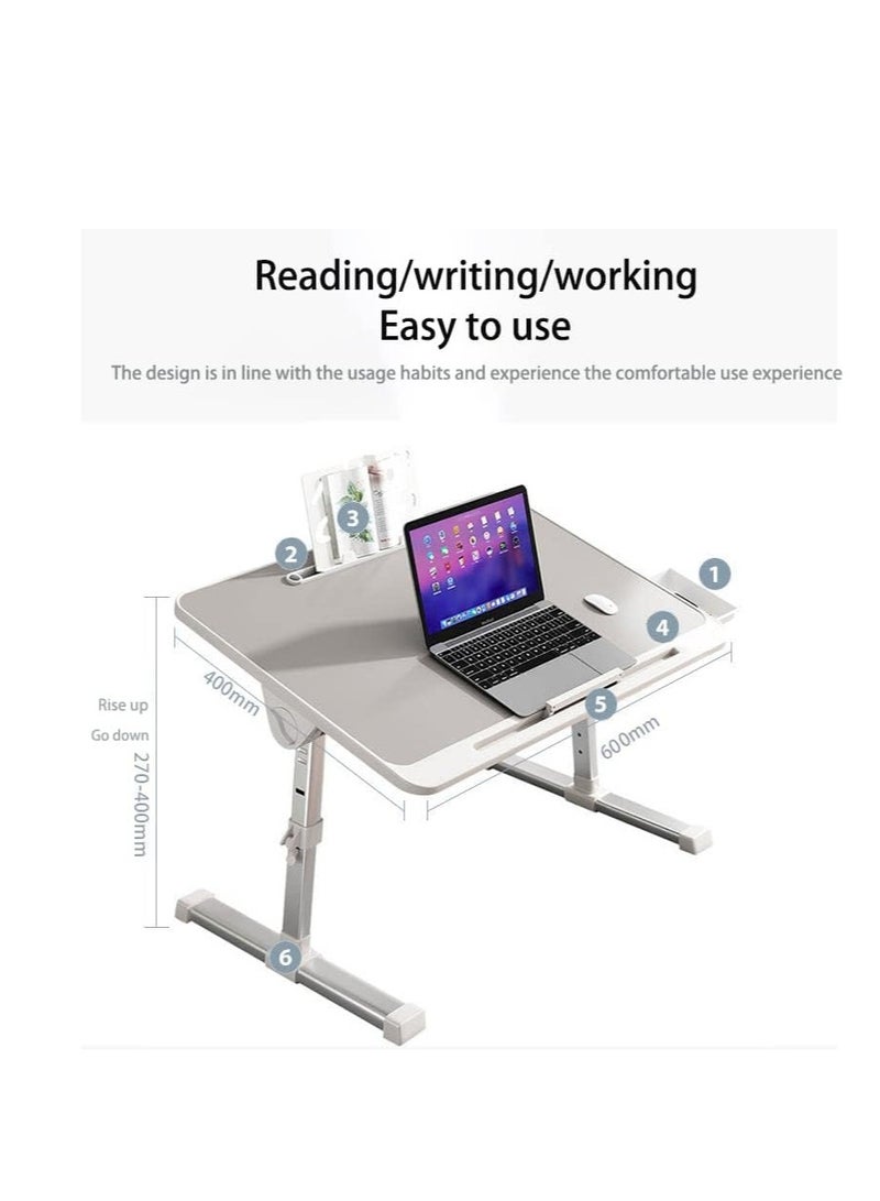 Generic Foldable Nightstand, Multifunctional Laptop Nightstand with Hidden Drawer, Portable Lap Table with Folding Legs, Suitable for Sofa Eating, Working, Gaming, PVC Leather Non-slip Table Top. - Image 2