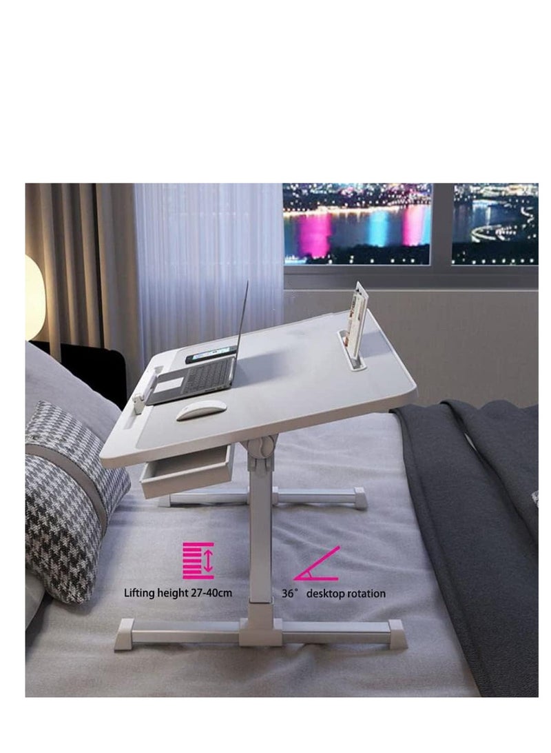 Generic Foldable Nightstand, Multifunctional Laptop Nightstand with Hidden Drawer, Portable Lap Table with Folding Legs, Suitable for Sofa Eating, Working, Gaming, PVC Leather Non-slip Table Top. - Image 4