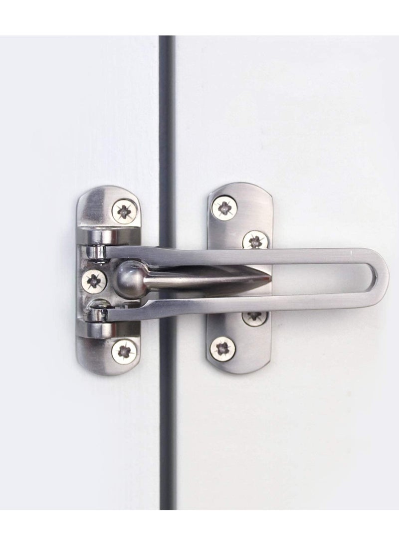 KASTWAVE Door Lock Latch, Home Security Door Lock Swing Bar Door Guard for Kids, Hotel Door Latch, Thicken Solid Zinc Alloy Reinforcement Lock, Silver 2 Pack - Image 2
