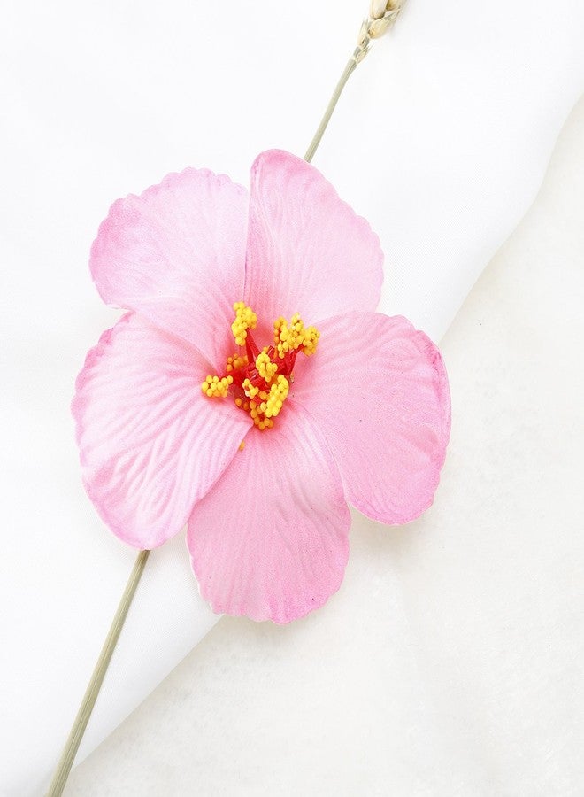 FRECI 3pcs Hawaiian Hibiscus Flowers Artificial Flowers for Hawaiian Luau Tabletop Decoration Party Favors Supplies - Pink - Image 3