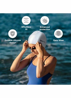 ENDLESS  Endless EL1021 Comfortable Silicon Swimming Cap with Bubble Design | Silver | Material : Silicon | Elastic Waterproof Swimming Cap for Long and Short Hair with Thicker Edge | For Adults, Women and Men  - Image 2