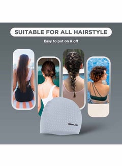 ENDLESS  Endless EL1021 Comfortable Silicon Swimming Cap with Bubble Design | Silver | Material : Silicon | Elastic Waterproof Swimming Cap for Long and Short Hair with Thicker Edge | For Adults, Women and Men  - Image 3