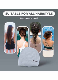 ENDLESS  Endless EL1021 Comfortable Silicon Swimming Cap with Bubble Design | Silver | Material : Silicon | Elastic Waterproof Swimming Cap for Long and Short Hair with Thicker Edge | For Adults, Women and Men  - Image 4