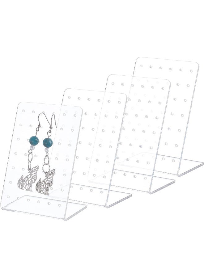 TPGP 4 Pack Earring Holder, 42 Holes Ear Studs Display Stand L-Shape Earrings Jewelry Show Rack Stand Organizer Plastic Display Showcase - Image 1