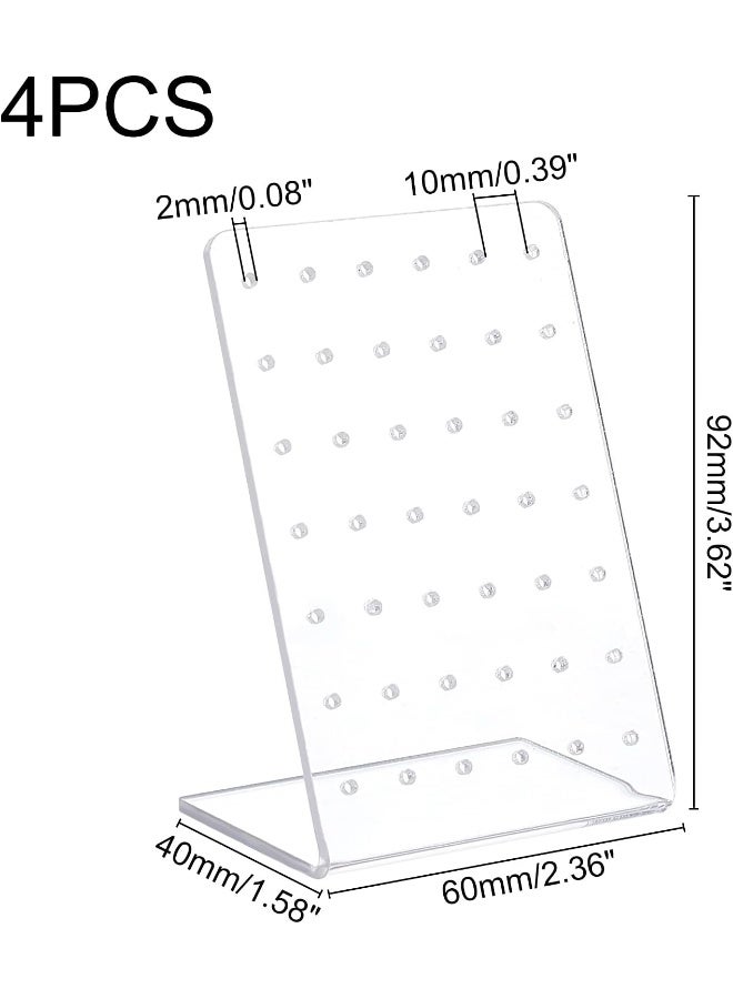 TPGP 4 Pack Earring Holder, 42 Holes Ear Studs Display Stand L-Shape Earrings Jewelry Show Rack Stand Organizer Plastic Display Showcase - Image 2