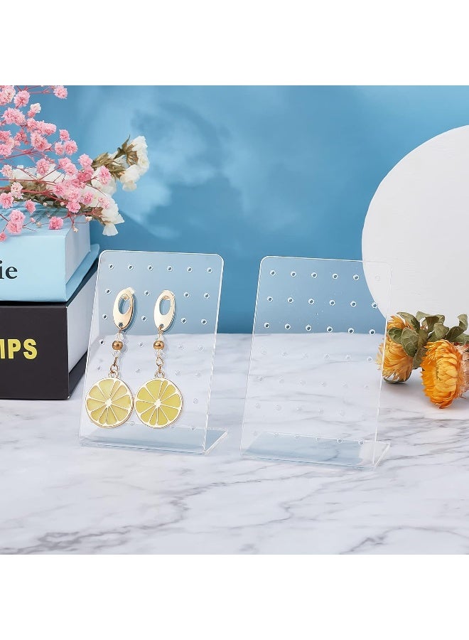 TPGP 4 Pack Earring Holder, 42 Holes Ear Studs Display Stand L-Shape Earrings Jewelry Show Rack Stand Organizer Plastic Display Showcase - Image 3