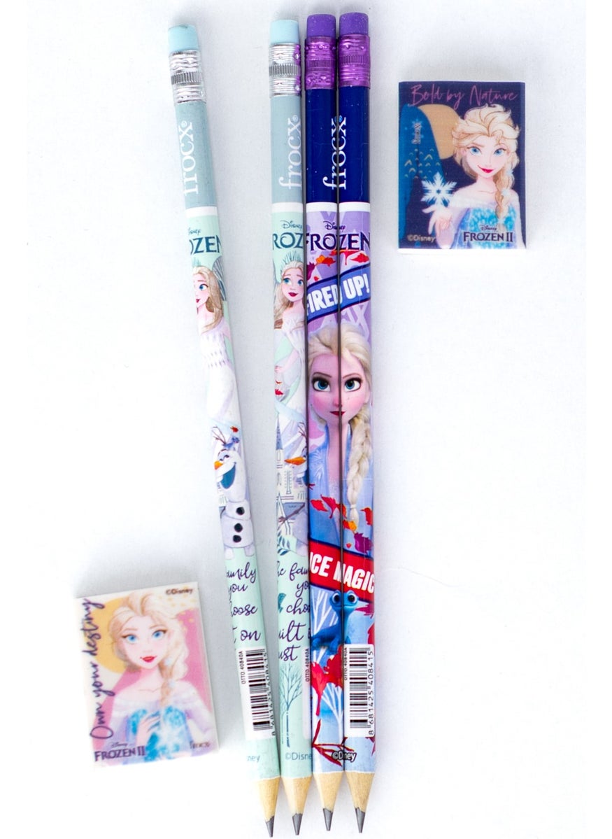 Disney FROZEN Eraser Pencil Hb Disney Design Durable Set with Extra Eraser Gift  - Image 1