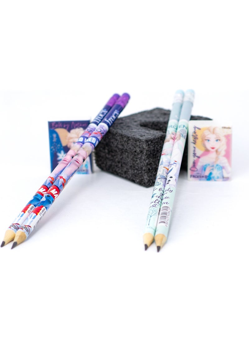 Disney FROZEN Eraser Pencil Hb Disney Design Durable Set with Extra Eraser Gift  - Image 3