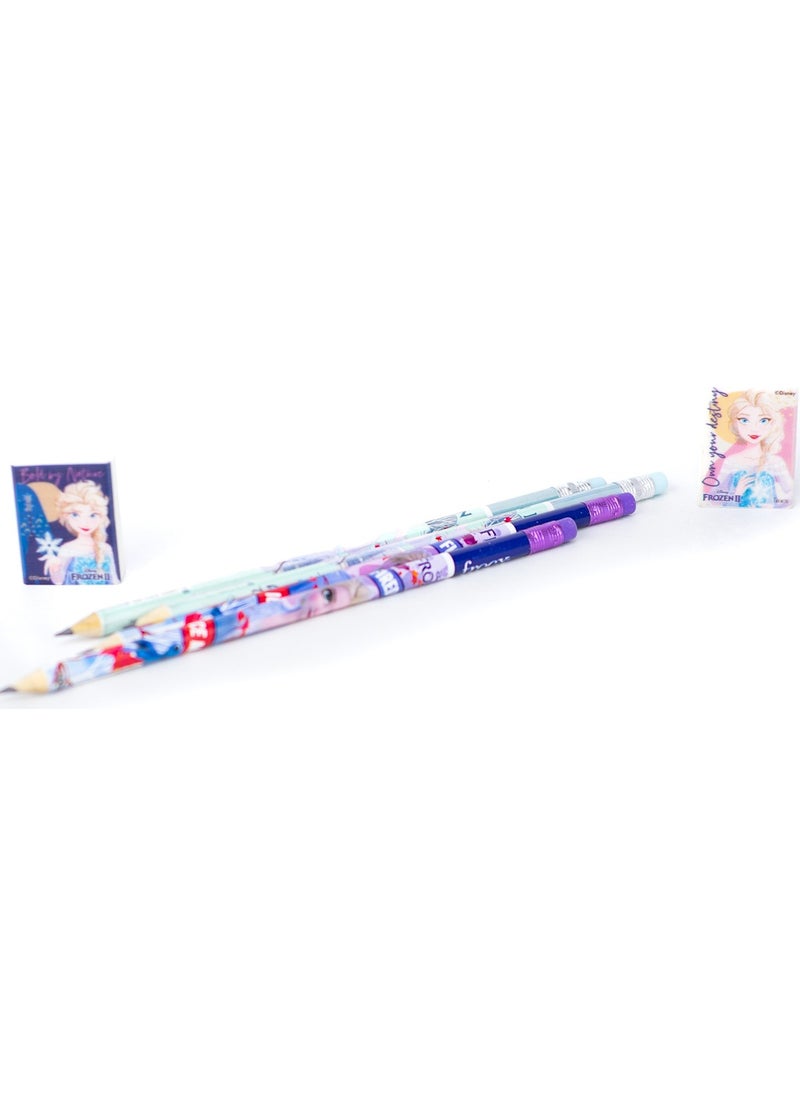 Disney FROZEN Eraser Pencil Hb Disney Design Durable Set with Extra Eraser Gift  - Image 5
