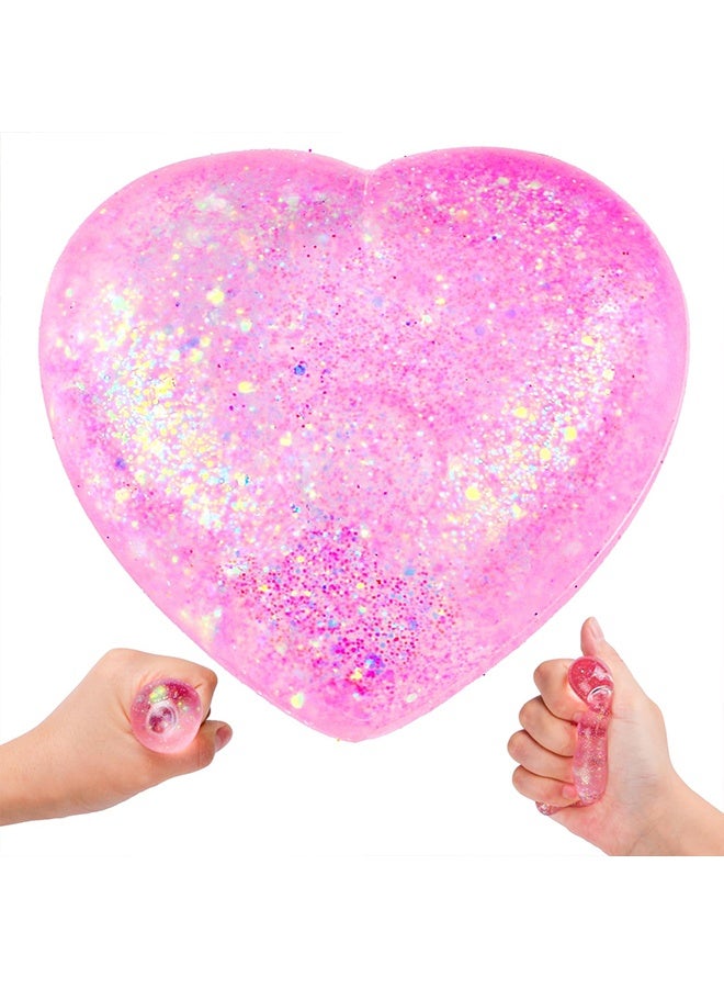 كرات ضغط على شكل قلب، ألعاب طرية للكبار والصغار، كرة سكر مطاطية بطيئة الارتفاع على شكل قلب، ألعاب ضغط حسية لتخفيف التوتر وتمارين اليد - Image 1