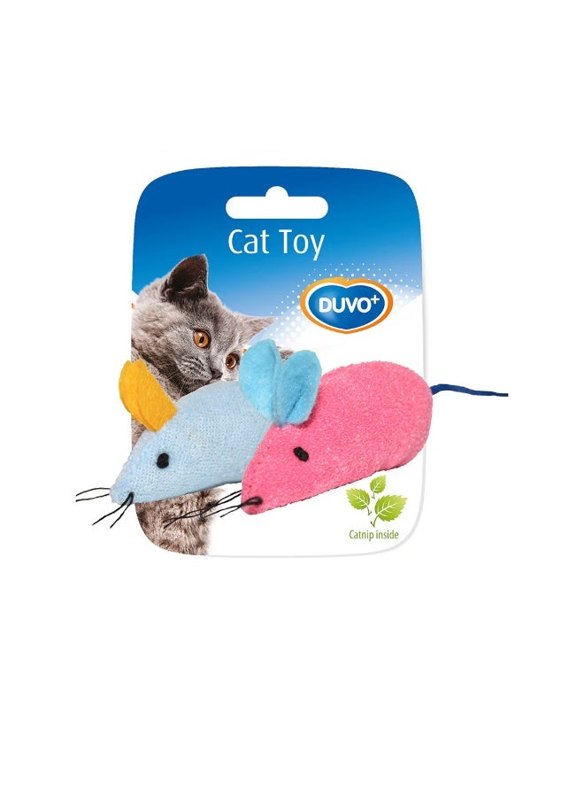 Duvo Assortment Of Mice Cat Toy Blue/Pink 2pcs - 6x5x3cm