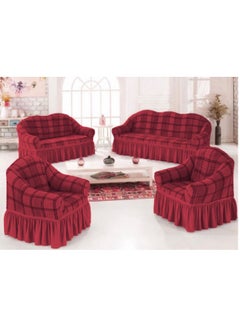 EVORY HOME Turkey Sofa Cover 4-Pieces Set of 7-Seater (3+2+1+1) Super Stretchable Anti-Wrinkle Slip Resistant Furniture Protector  - Image 1