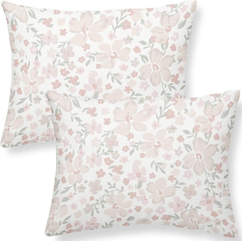 MakeMake Organics Organic Toddler Pillowcase (Set of 2) GOTS Certified Organic Cotton Pillowcase - Ultra Soft Breathable Fits 13x18 Girls Neutral Unisex Flowers (14"x19", Blossom) - Image 1