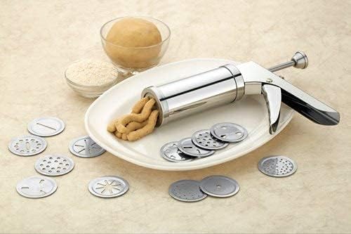 DHARMINSON Stainless Steel Kitchen Press with Different Types of JALIE Murukku Maker Bhujiya Maker Noodles Cookies Namkeen Chakali Maker Sev Maker Farsan Maker Gathiya Maker Chakali Maker - Image 3