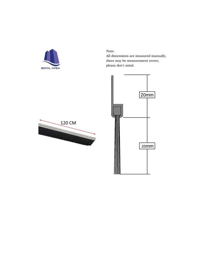 Door Bottom Brush & Rubber Seal with Screw for Exterior/Interior Doors, Insulation Door Seal Sound Proof Under Door Draft Blocker- Keeping Noise Repellent & Dust (120cm, Brush White) - Image 2