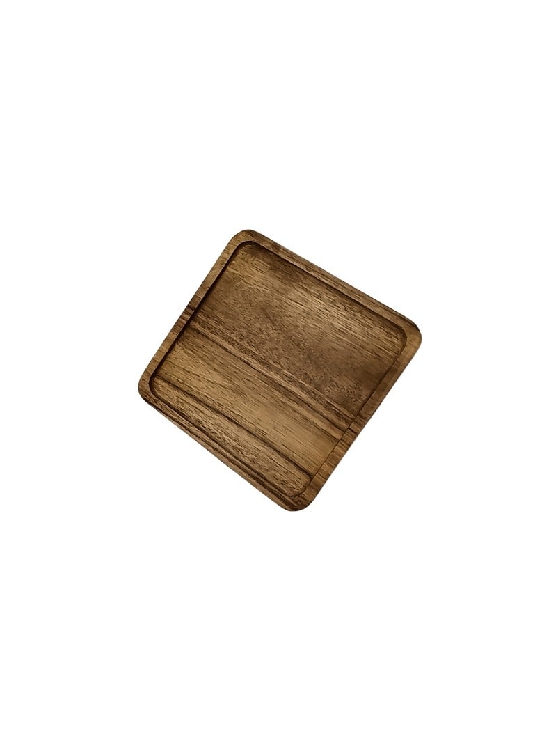 Liying Square Serving Oak Wooden Tray 20*20cm for Serving Beverages and Food on Bar, Home - Image 1