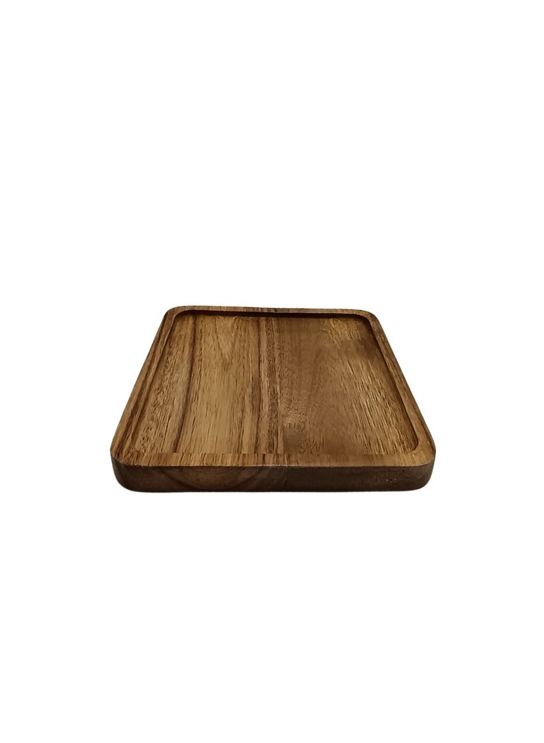 Liying Square Serving Oak Wooden Tray 20*20cm for Serving Beverages and Food on Bar, Home - Image 2