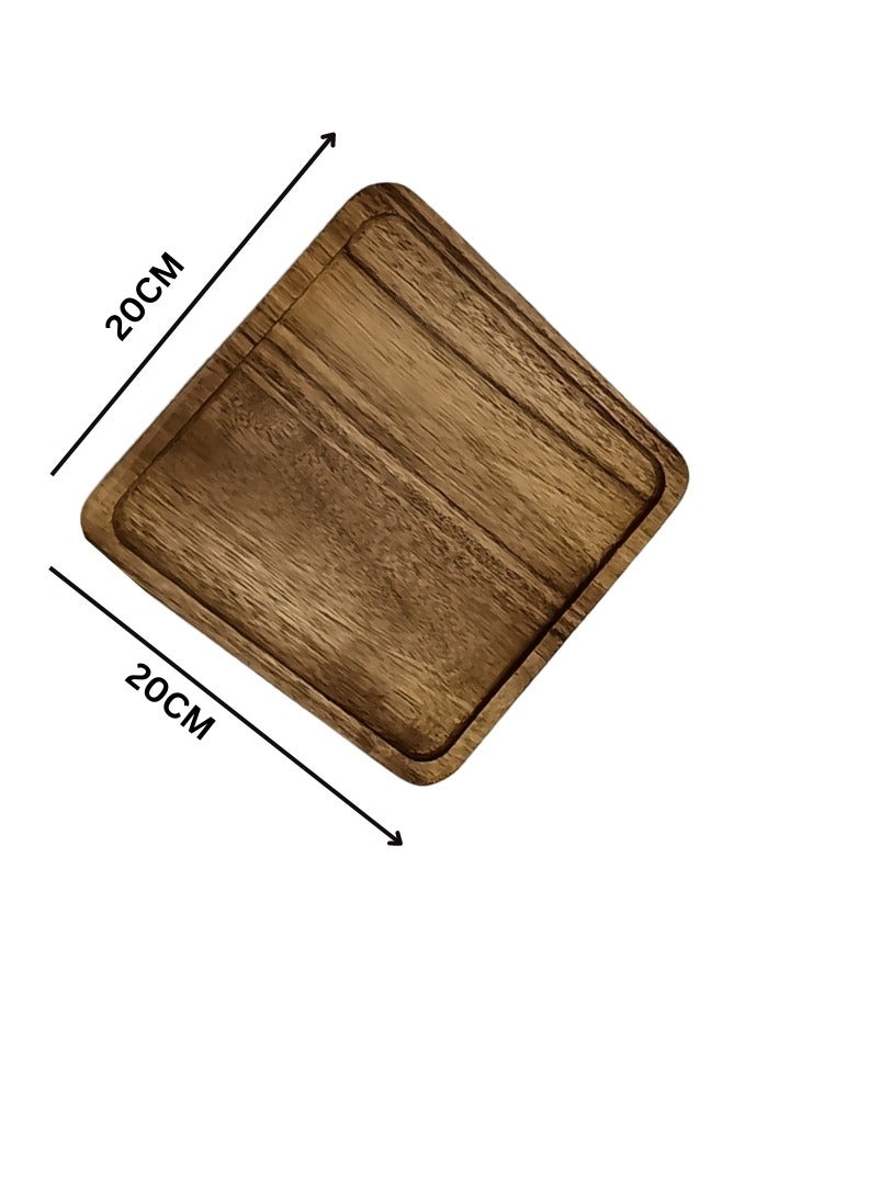 Liying Square Serving Oak Wooden Tray 20*20cm for Serving Beverages and Food on Bar, Home - Image 4