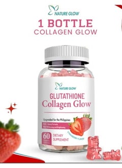 NATURE GLOW Collagen Glow Anti Aging Skin Whitening Vitamins, Strawberry Flavor  - Image 1