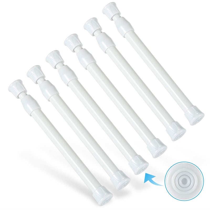 Goowin 6Pcs Tension Rod Goowin Small Tension Rods for Windows No Drilling Rustproof Spring Adjustable Short Tension Rod for Wardrobe Bars Bookcase White 711 inch  - Image 1