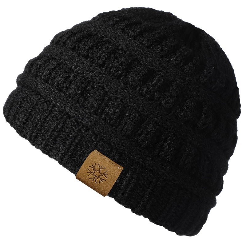 Premillow Beanie Hat, Winter Hats for Women, Beanies Women Chunky Cable Knit Hat, Thick Soft Warm Womens Winter Hat, Cute Knitted Cap for Cold Black - Image 1