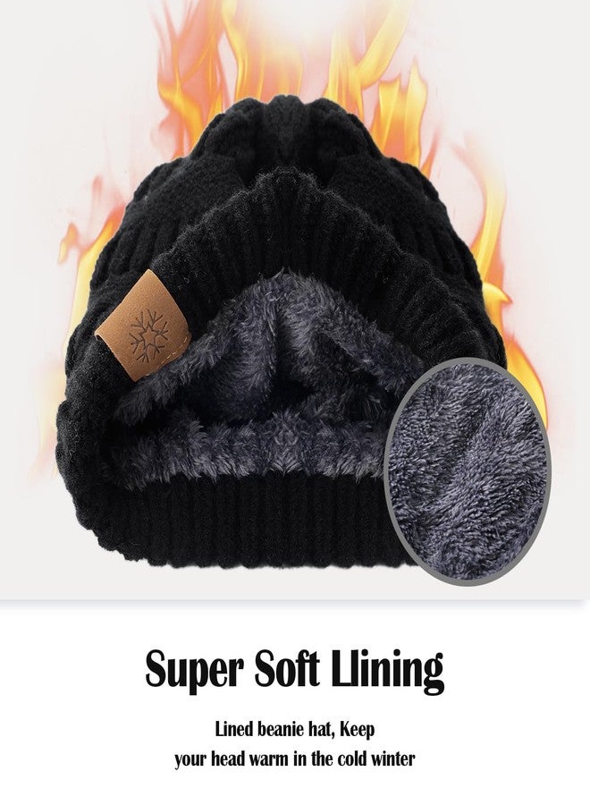 Premillow Beanie Hat, Winter Hats for Women, Beanies Women Chunky Cable Knit Hat, Thick Soft Warm Womens Winter Hat, Cute Knitted Cap for Cold Black - Image 5