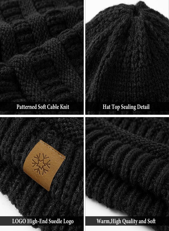 Premillow Beanie Hat, Winter Hats for Women, Beanies Women Chunky Cable Knit Hat, Thick Soft Warm Womens Winter Hat, Cute Knitted Cap for Cold Black - Image 4