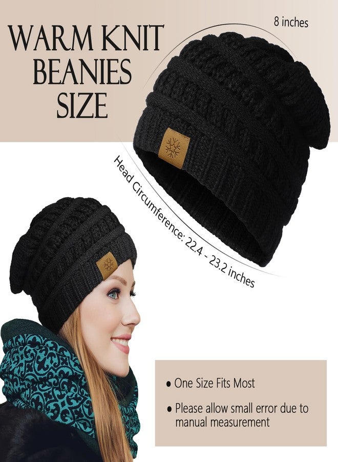 Premillow Beanie Hat, Winter Hats for Women, Beanies Women Chunky Cable Knit Hat, Thick Soft Warm Womens Winter Hat, Cute Knitted Cap for Cold Black - Image 3