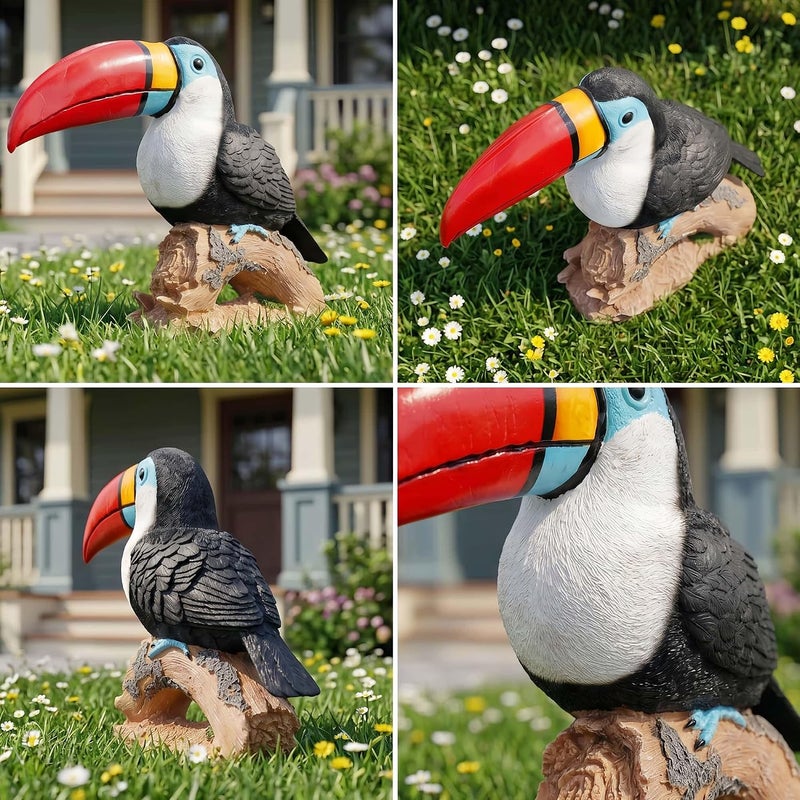 Euiroet Real Toucan Statue,Colorful Outdoor Bird Decor Sculpture- 14.2" Resin Bird Outdoor Animal Ornament, Tropical Tiki Bar Decor, Waterproof & Weather-Resistant, Perfect for Garden, Patio, Yard - Image 4