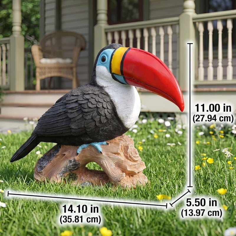 Euiroet Real Toucan Statue,Colorful Outdoor Bird Decor Sculpture- 14.2" Resin Bird Outdoor Animal Ornament, Tropical Tiki Bar Decor, Waterproof & Weather-Resistant, Perfect for Garden, Patio, Yard - Image 5