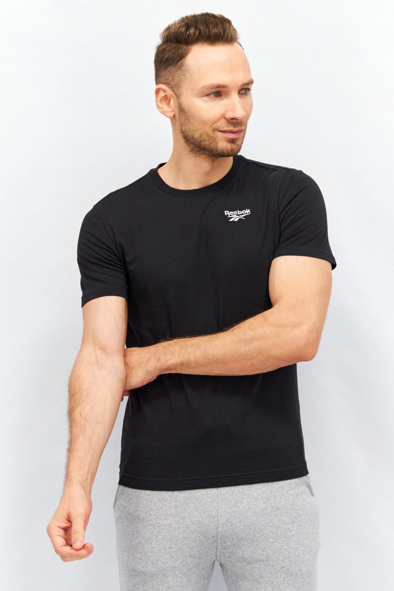 Reebok تي شيرت تدريب قصير الأكمام للرجال، رياضي، أسود - Image 1