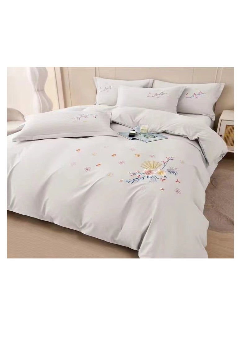 طقم لحاف Embrace King Comforter مكون من 6 قطع من القطن المصقول مقاس كينج، ملاءة سرير واحدة مثبتة 200 * 200 سم، لحاف واحد ثابت 220 * 240 سم، 4 قطع أغطية وسائد فائقة النعومة