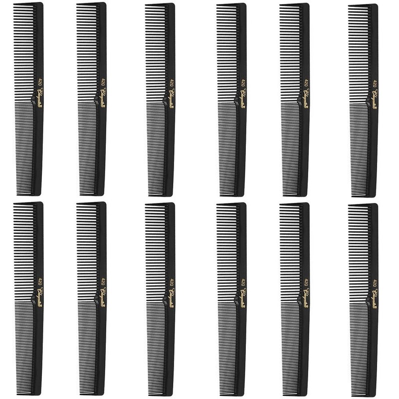 Krest Cleopatra 420 7 Flat Square Back Barber Hair Comb 12 Pack