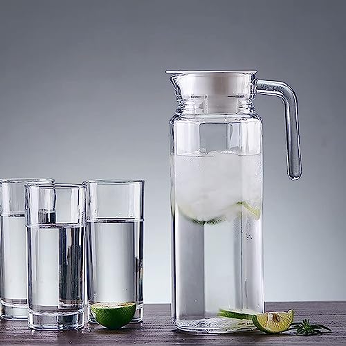 Wringo Premium Glass Water Jug - 1.2 LTR, Transparent, Hot Cold Water Glass Pitcher with Lid Water Jug, Iced Tea, Milk and Juice Beverage Carafe, Lemon Jug 1200ML (Set of 1) (TM-14) - Image 3