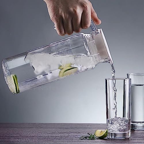 Wringo Premium Glass Water Jug - 1.2 LTR, Transparent, Hot Cold Water Glass Pitcher with Lid Water Jug, Iced Tea, Milk and Juice Beverage Carafe, Lemon Jug 1200ML (Set of 1) (TM-14) - Image 4