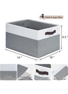 Hihonor 4 Pack Large Storage Baskets for Shelves, Fabric Closet Organizers and Storage Bins with Handles Home Organization, Decorative Collapsible Baskets for Organizing Clothes Toy Nursery 14x10 Inches  - Image 2