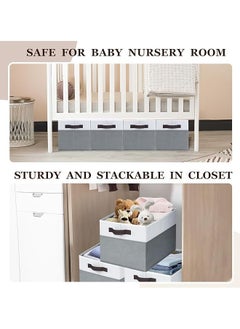 Hihonor 4 Pack Large Storage Baskets for Shelves, Fabric Closet Organizers and Storage Bins with Handles Home Organization, Decorative Collapsible Baskets for Organizing Clothes Toy Nursery 14x10 Inches  - Image 4