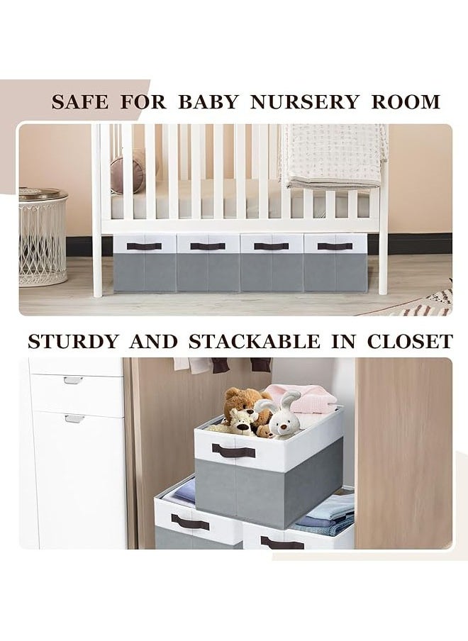 Hihonor 4 Pack Large Storage Baskets for Shelves, Fabric Closet Organizers and Storage Bins with Handles Home Organization, Decorative Collapsible Baskets for Organizing Clothes Toy Nursery 14x10 Inches  - Image 4