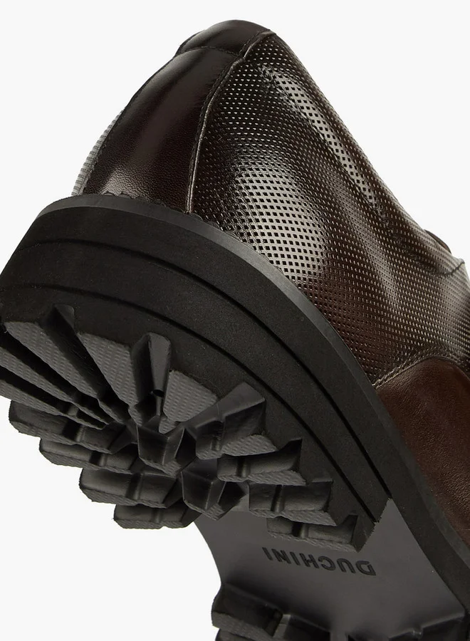DUCHINI Men's Solid Monk Shoes with Buckle Accent