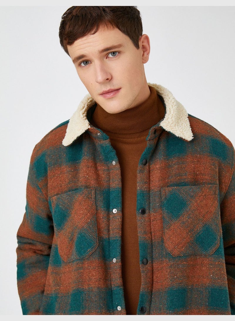 KOTON Check Plaid Shirt Jacket Neck Detailed - Image 1