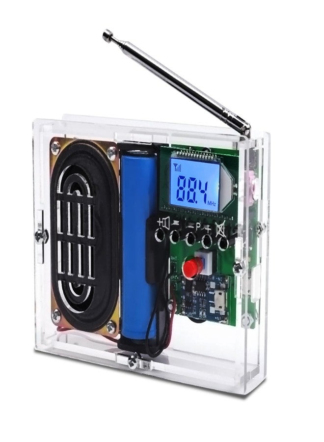 طقم راديو MiOYOOW بتردد 76-108 ميجاهرتز، وحدة راديو رقمية بشاشة LCD، طقم تركيب ذاتي مع منفذ سماعة رأس، مشروع تعليمي للحام قابل لإعادة الشحن، مناسب للتعليم المدرسي والاستخدام المنزلي والمكتبي والخارجي - Image 1