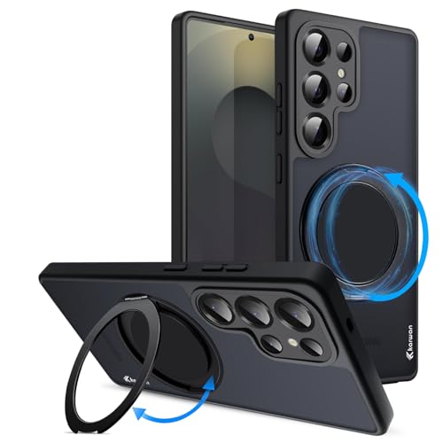 KARWAN Tough Shockproof Armor Back Case Cover Compatible with Samsung Galaxy S25 Ultra with 360 Degree Rotation Magnetic Attraction Ring Holder Heavy Duty Cover with Magnetic MagEase Wireless Charging - Image 1