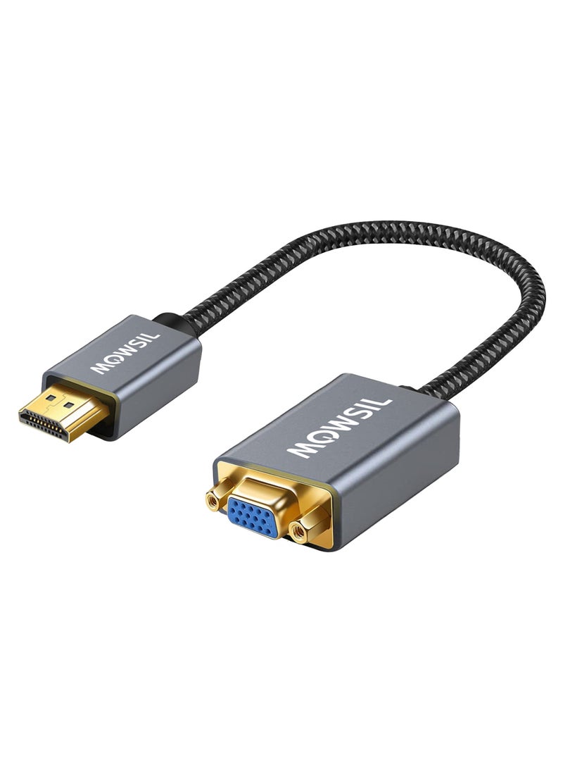 MOWSIL - HDMI to VGA Adapter, Supported Resolution 1080P Compatible for Pc, Laptop, Aluminum Alloy Body, Gold-Plated Connector and Nylon Cable - Image 1