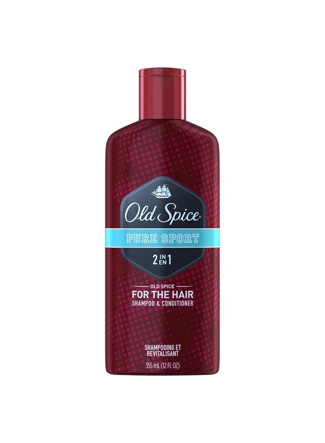 Old Spice Pure Sport 2-in-1 Shampoo and Conditioner, 12 Fl Oz (Pack of 2)